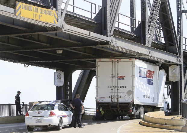 Truck hits Government Bridge